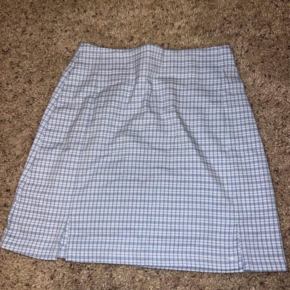 brandy melville baby blue plaid mini skirt one size fits all
